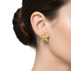 Anvine Polished Gold Flower Studs