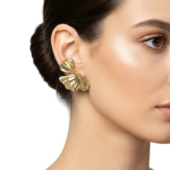 Anvine Pleated Gold Fans Studs